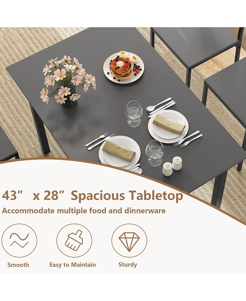 5 Piece Dining Table Set Industrial Style Kitchen Table and Chairs for 4