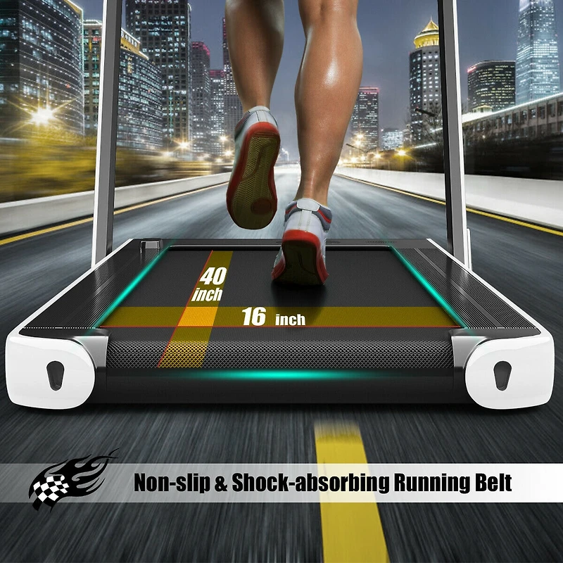 2-in-1 Electric Motorized Folding Treadmill with Dual Display, Speaker & Compact Design for Home Workouts