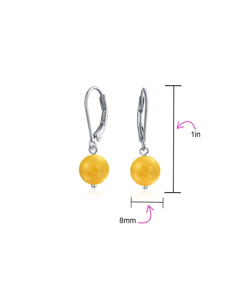 Bling Jewelry Set of 3 Sterling Silver Drop Earrings with Natural Stones Balls 8MM