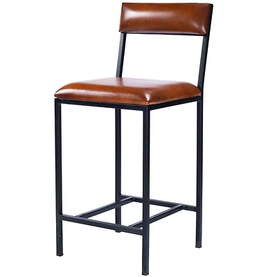 Durable Wood and Iron Bar Stool for Kitchen, Bistro, or Patio Use