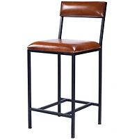 Durable Wood and Iron Bar Stool for Kitchen, Bistro, or Patio Use