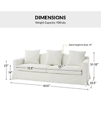 Traditional Antonio 83" Curved Back Slipcovered Sofa with Toss Pillows