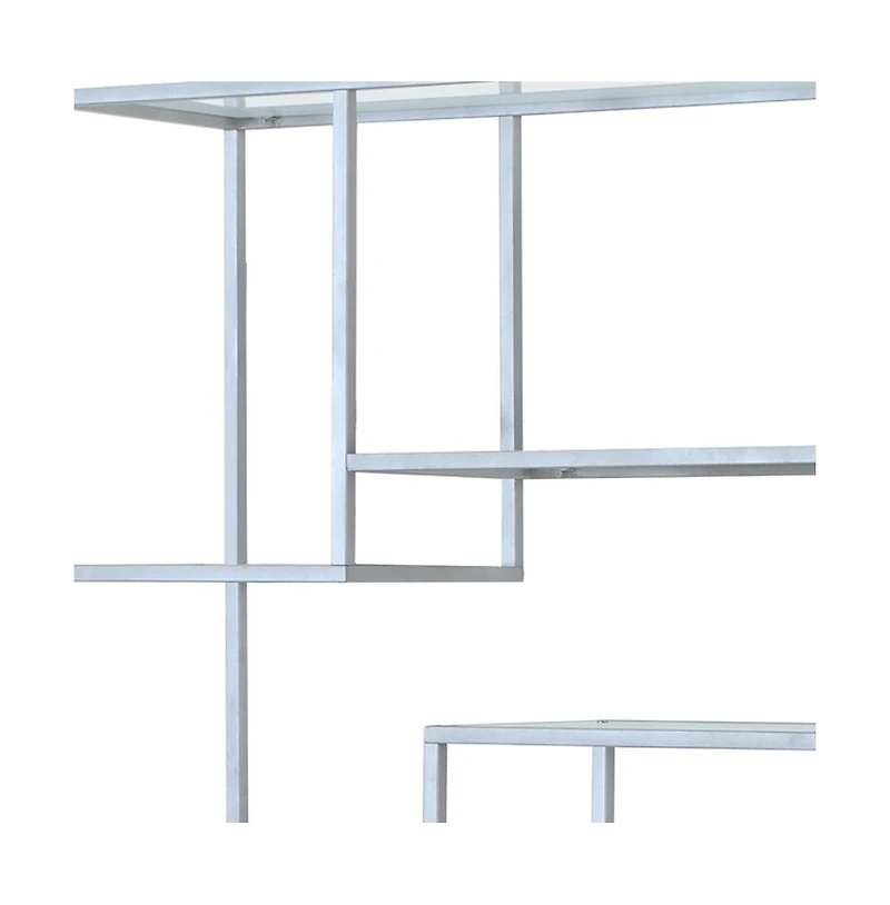 Industrial 9-Shelf Metal and Glass Bookcase – Home Office or Living Room