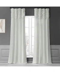 Half Price Drapes Eggshell Ruched Solid Faux Silk Taffeta Room Darkening Curtain