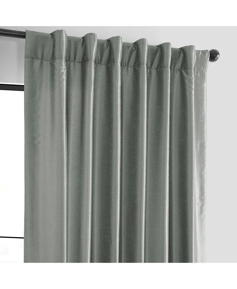 Half Price Drapes Silver Vintage Textured Faux Dupioni Silk Curtain