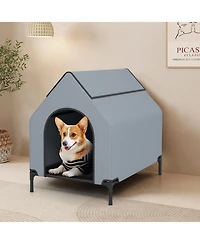 Elevated Pet House for Outdoors with Ventilated Windows – Waterproof and Comfortable Pet Shelter