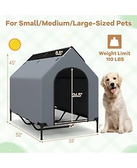 Elevated Pet House for Outdoors with Ventilated Windows – Waterproof and Comfortable Pet Shelter