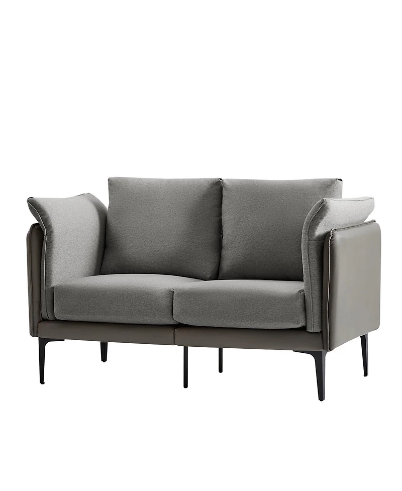 Vecent Modern Faux Leather-trimmed Fabric Sofa