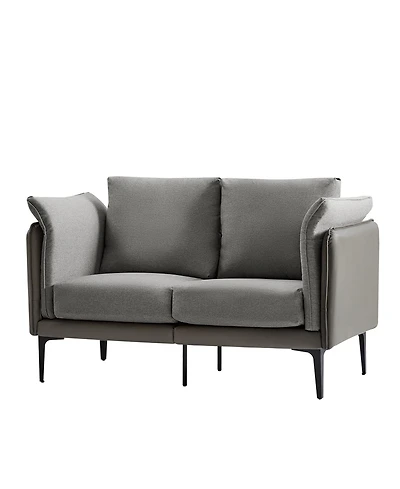 Vecent Modern Faux Leather-trimmed Fabric Sofa