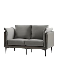 Vecent Modern Faux Leather-trimmed Fabric Sofa