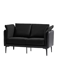 Vecent Modern Faux Leather-trimmed Fabric Sofa