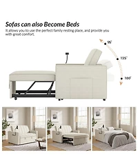 Duncan Modern Channel Tufted Upholstered Sleeper Sofa With Built-In Usb Port