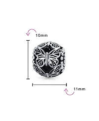 Bling Jewelry Set of 2 Garden Insect Filigree Butterfly Charm Bead Sterling Silver