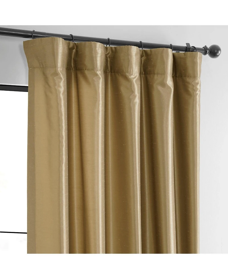 Half Price Drapes Flax Gold Vintage Textured Faux Dupioni Silk Blackout Curtain