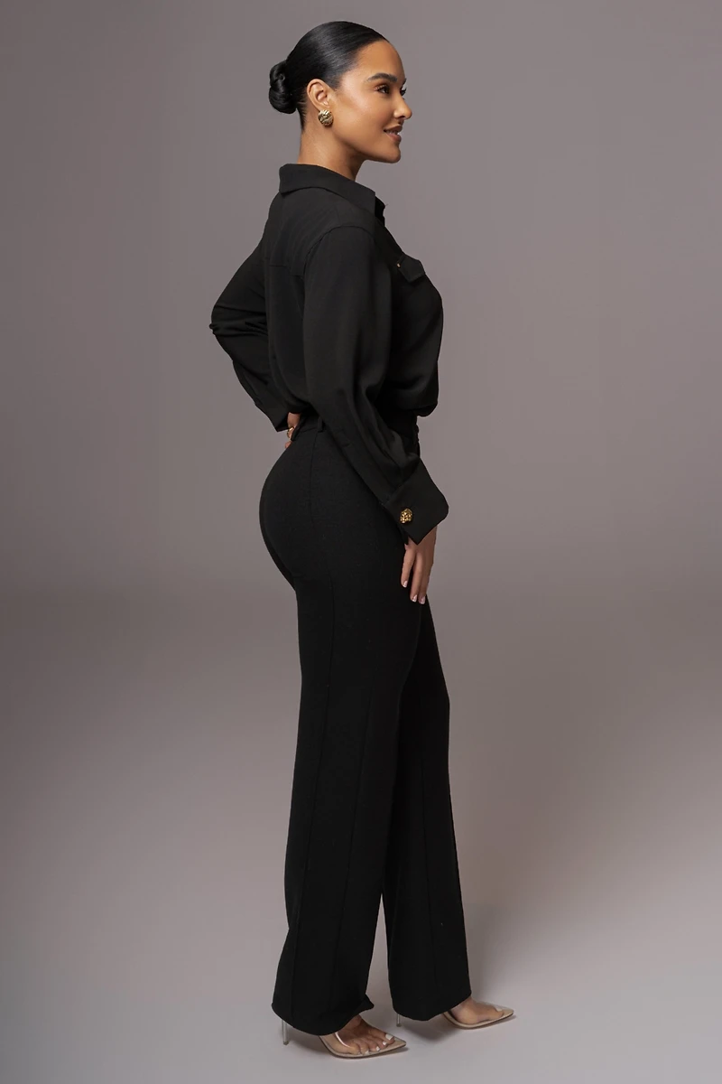 Jluxlabel Women's Black Stella Button Up Shirt