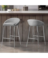 Modern Set of Two Metal Low Back Bar Chairs for Kitchen or Bar
