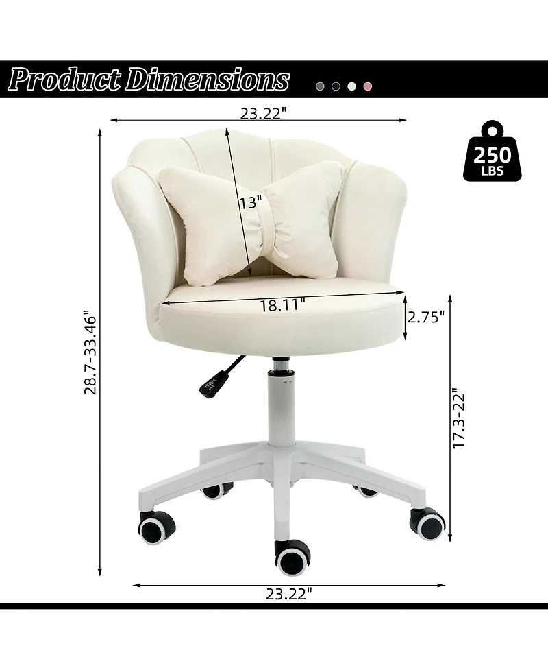 Dyhome Modern Velvet Task Chair 360 Swivel Adjustable Height Office Chair