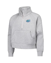 Garb Big Girls Gray Florida Gators Dawn Raglan Fleece Cropped Half-Zip Sweatshirt