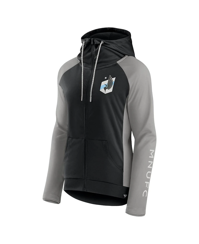 Fanatics Women's Black/Gray Minnesota United Fc Interlock Lightweight Full-Zip Jacket