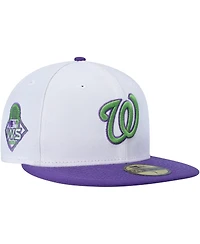 New Era Men's White Washington Nationals Side Patch 59FIFTY Fitted Hat