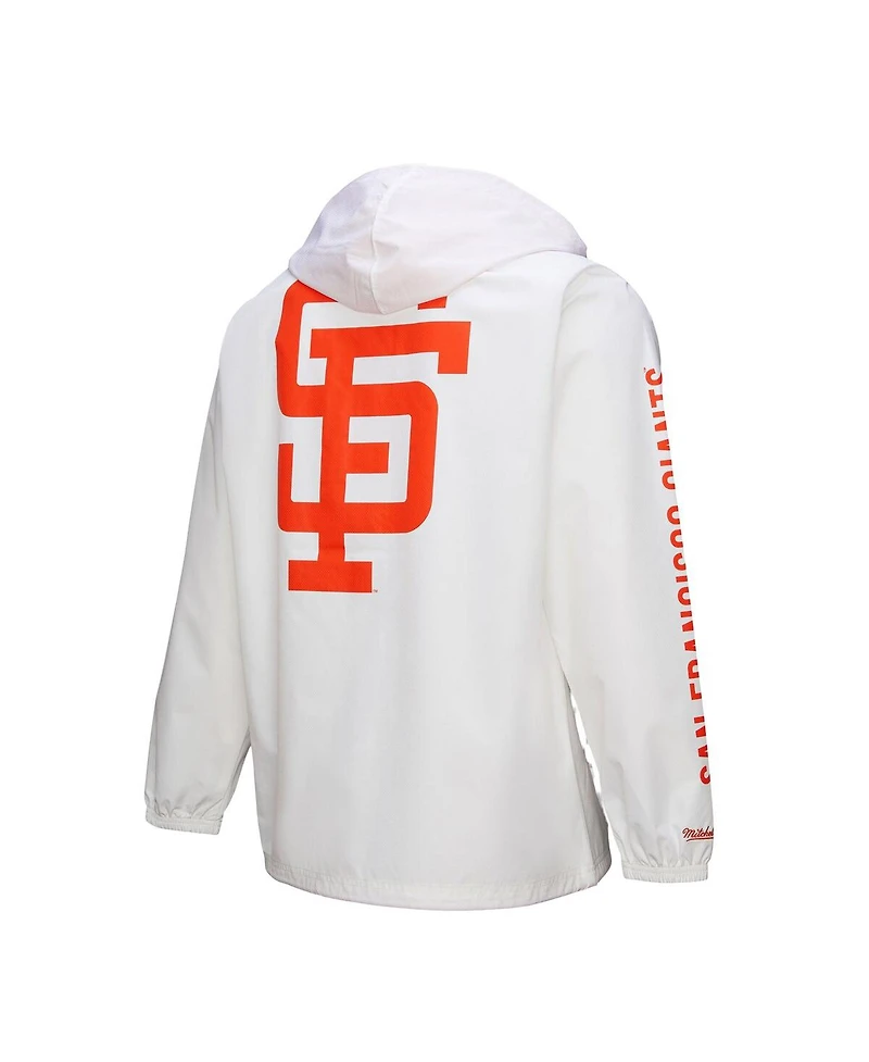 Mitchell & Ness Men's White San Francisco Giants Vintage Full-Snap Hooded Coaches Jacket