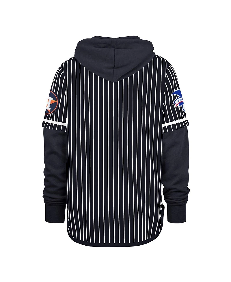'47 Brand Men's Navy Houston Astros Pinstripe Double Header Pullover Hoodie