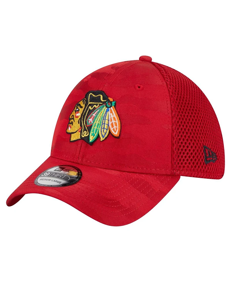 New Era Men's Red Chicago Blackhawks Active Subtle Camo 39THIRTY Flex Hat