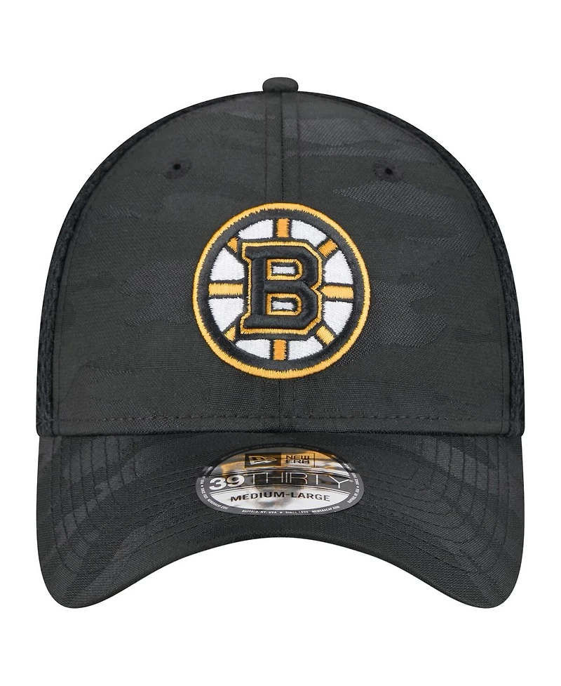 New Era Men's Black Boston Bruins Active Subtle Camo 39THIRTY Flex Hat