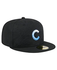 New Era Men's Black Chicago Cubs Tonal Koi 59FIFTY Fitted Hat
