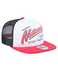 New Era Men's White/Red Washington Nationals Retro Script Trucker 9FIFTY Snapback Hat