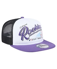 New Era Men's White/Purple Colorado Rockies Retro Script Trucker 9FIFTY Snapback Hat