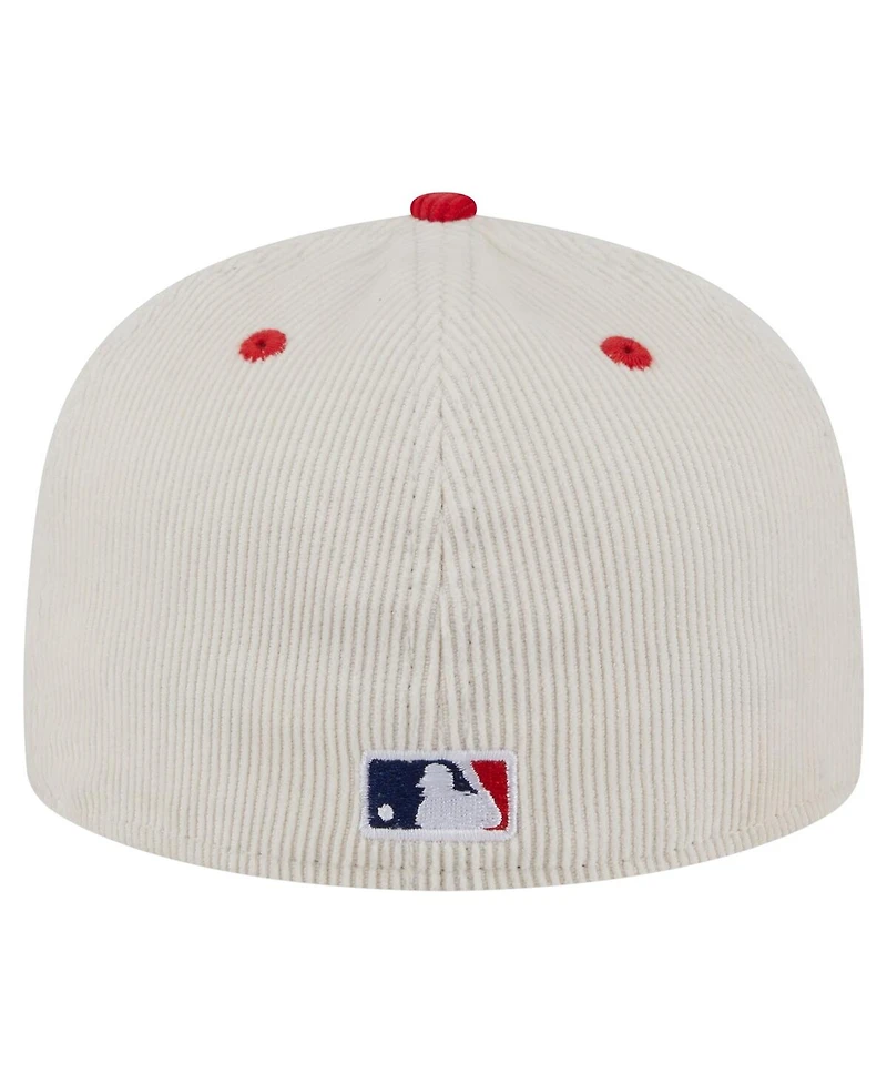New Era Men's Cream/Red Philadelphia Phillies Two-Tone Corduroy 59FIFTY Fitted Hat