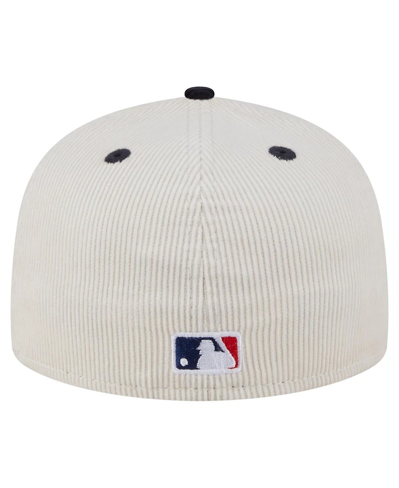 New Era Men's Cream/Navy Atlanta Braves Two-Tone Corduroy 59FIFTY Fitted Hat