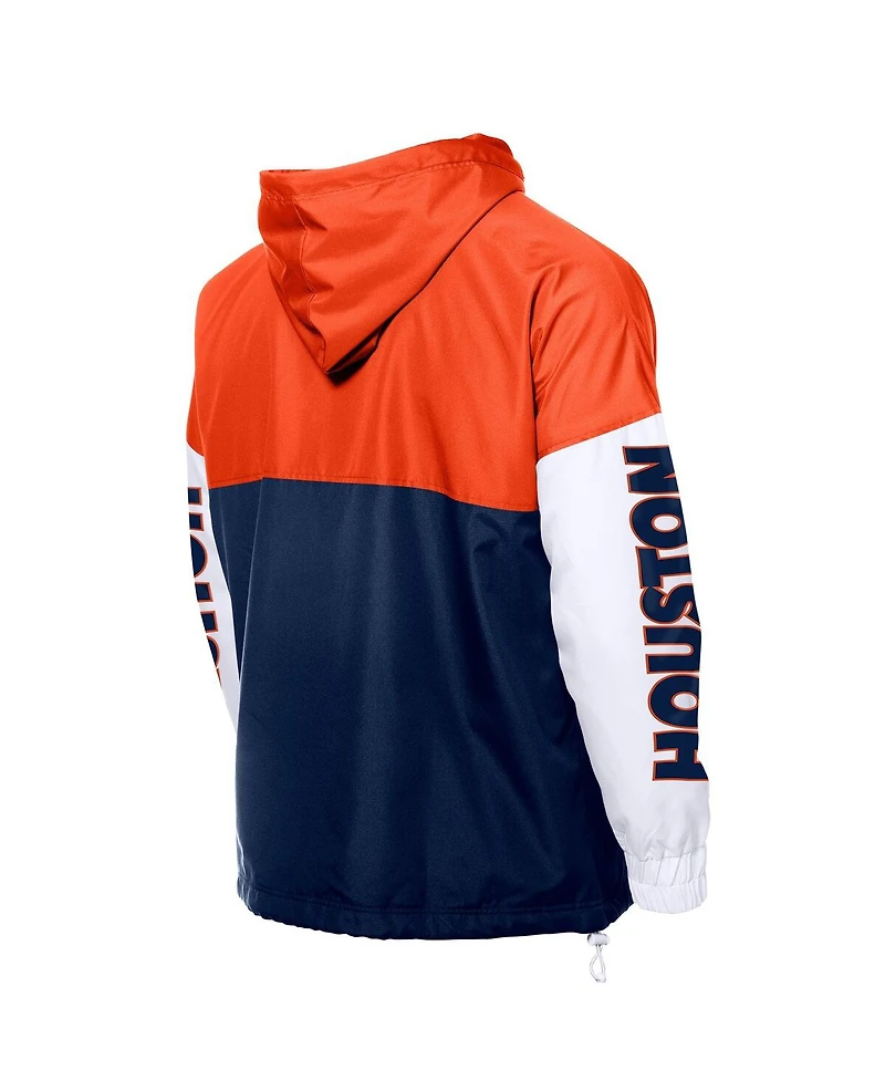 New Era Men's Navy/Orange Houston Astros Color Block Full-Zip Hoodie Windbreaker Jacket