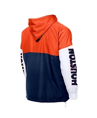New Era Men's Navy/Orange Houston Astros Color Block Full-Zip Hoodie Windbreaker Jacket