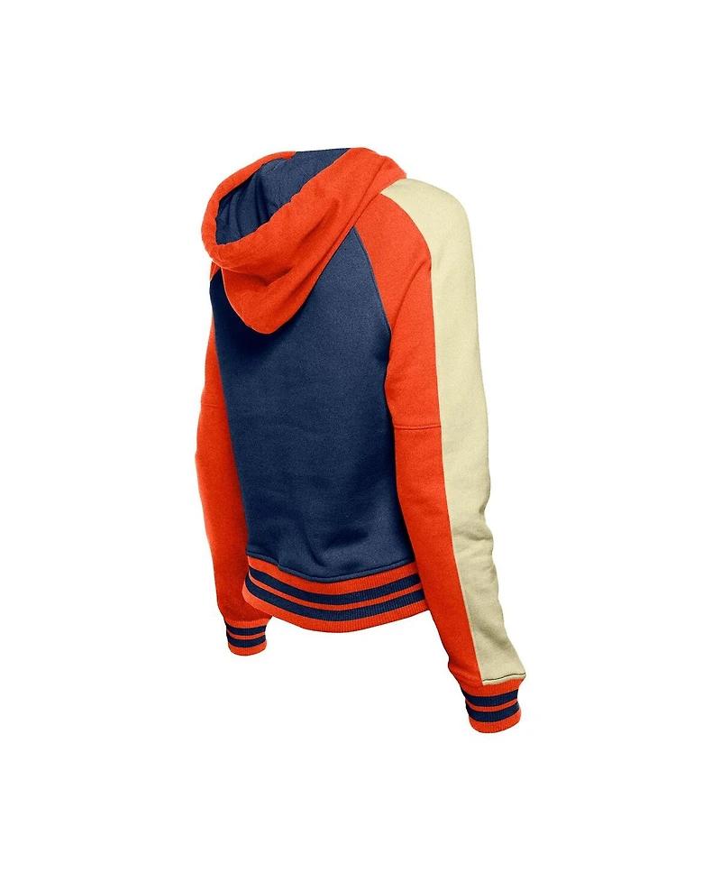 New Era Women's Navy Houston Astros Cooperstown Collection Cropped Raglan Pullover Hoodie