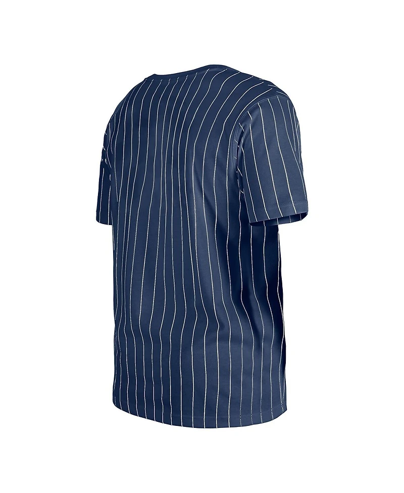 New Era Men's Navy Milwaukee Brewers Throwback Pinstripe T-Shirt