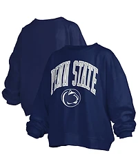 Pressbox Women's Navy Penn State Nittany Lions Janise Arch Over Logo Waist Length Oversized Pullover Sweatshirt