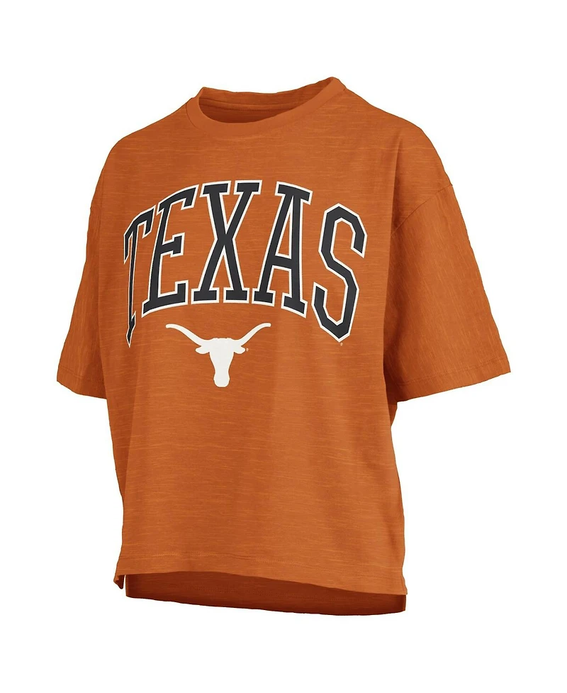 Pressbox Women's Texas Longhorns Nelson Arch Over Logo Waist Length Oversized Slub T-Shirt