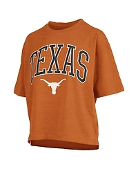 Pressbox Women's Texas Longhorns Nelson Arch Over Logo Waist Length Oversized Slub T-Shirt