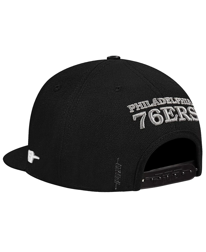 Pro Standard Men's Cream/Black Philadelphia 76ers French Terry Snapback Hat