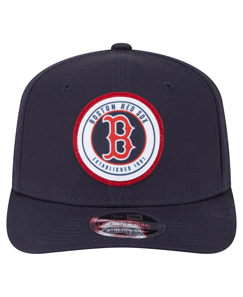 New Era Men's Navy Boston Red Sox Circle Patch 9SEVENTY Stretch-Snap Hat