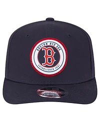 New Era Men's Navy Boston Red Sox Circle Patch 9SEVENTY Stretch-Snap Hat