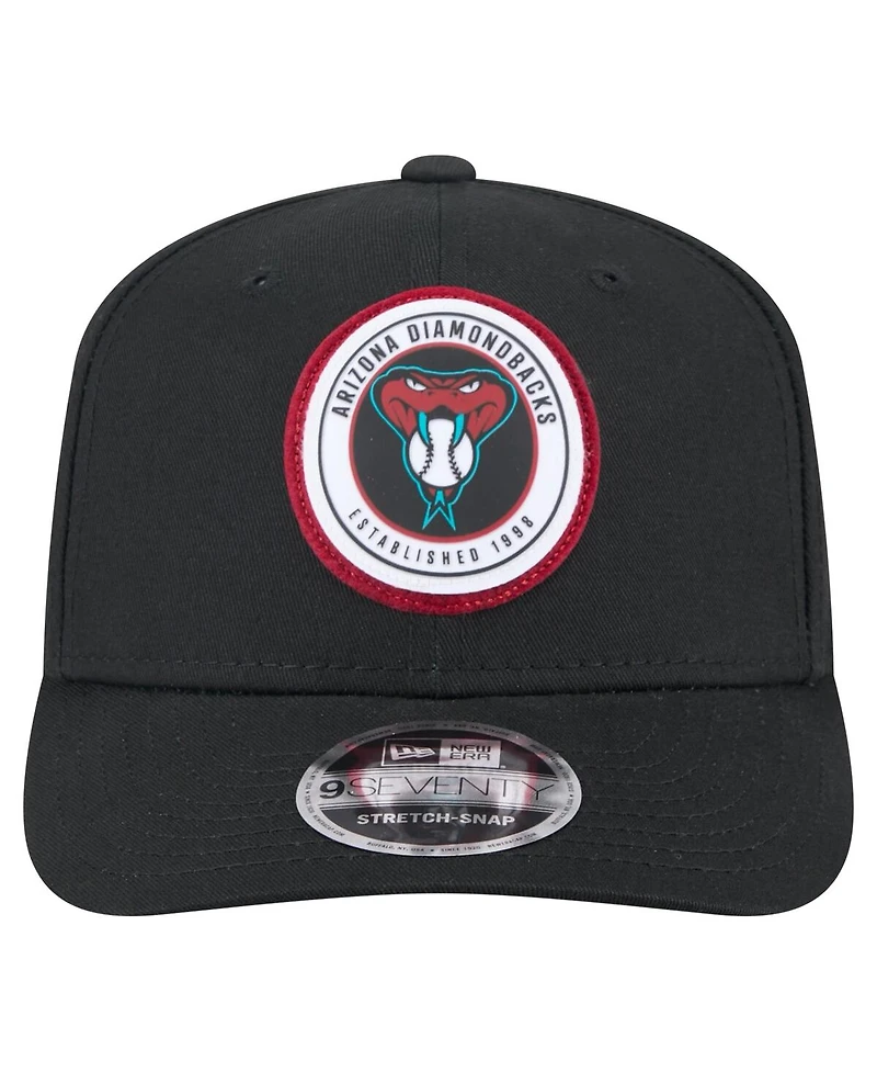 New Era Men's Black Arizona Diamondbacks Circle Patch 9SEVENTY Stretch-Snap Hat