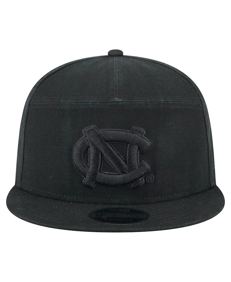 New Era Men's Black North Carolina Tar Heels Adventure Canvas Split Panel 9FIFTY Snapback Hat