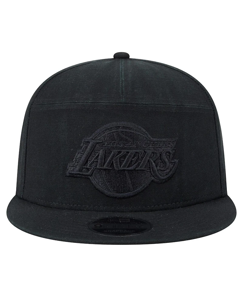 New Era Men's Black Los Angeles Lakers Adventure Canvas Split Panel 9FIFTY Snapback Hat