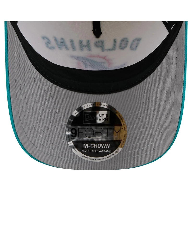 New Era Men's Cream/Aqua Miami Dolphins 2025 Nfl Draft 9FORTY A-Frame M-Crown Adjustable Hat