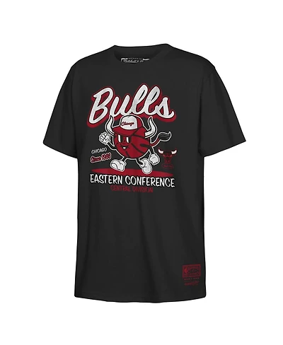 Mitchell & Ness Big Boys and Girls Black Chicago Bulls Retro Mascot Script T-Shirt