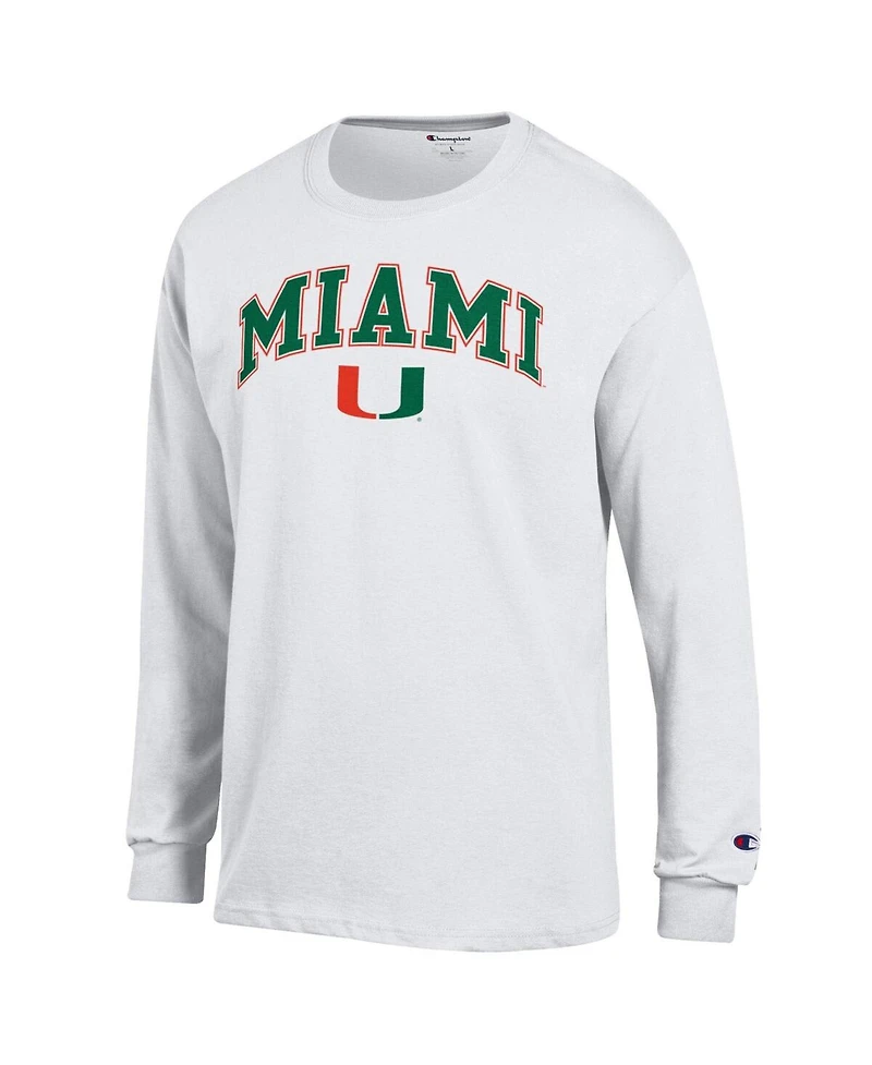Champion Men's White Miami Hurricanes Arch Over Logo Long Sleeve T-Shirt