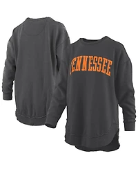 Pressbox Women's Black Tennessee Volunteers Melange Poncho Vintage Fleece Long Sleeve Pullover Sweatshirt